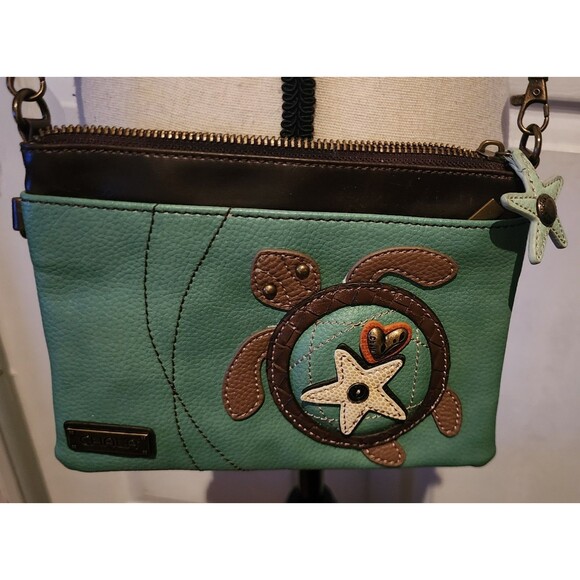 Sold Out CHALA Cute 3D Turtle CROSSBODY Purse w/Adj Strap & Star Zipper Pull 6x8 - Picture 2 of 8